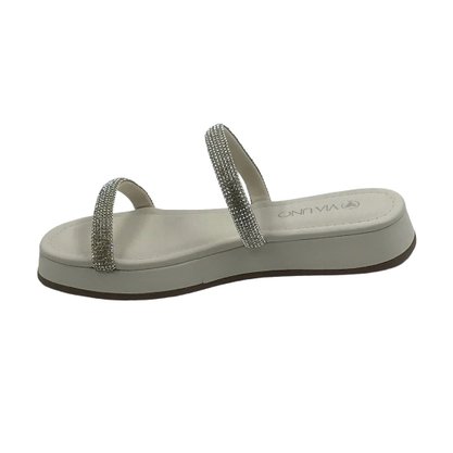Tamanco Via Uno Off White Flat Form com Strass 803008