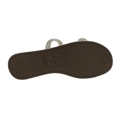 Tamanco Via Uno Off White Flat Form com Strass 803008