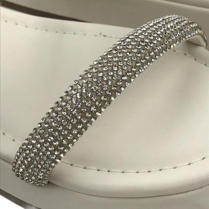 Tamanco Via Uno Off White Flat Form com Strass 803008