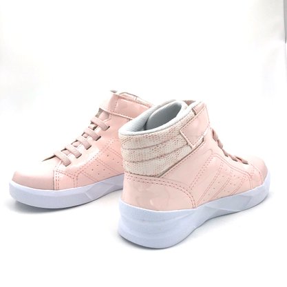 Tênis Abotinado Menina Pink Cats Rosa Cano Alto 1153
