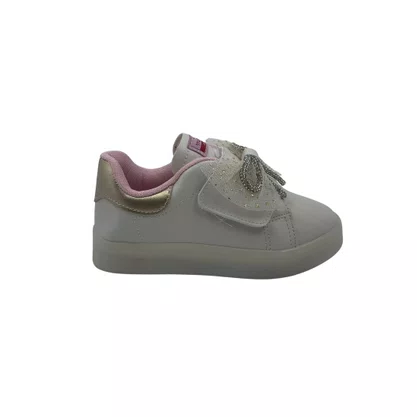 Tênis Baby Mini Sua Cia LED Off White Laço 778