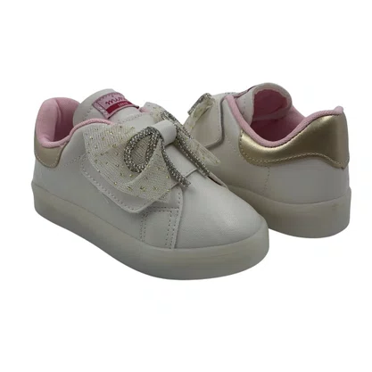 Tênis Baby Mini Sua Cia LED Off White Laço 778