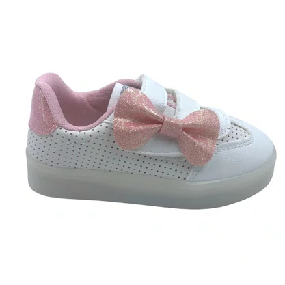 Tênis Bebê Pisca-Pisca Mini Sua Cia com Laço Branco 00730