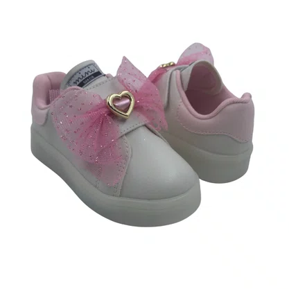 Tênis Bebê Pisca-Pisca Mini Sua Cia com Laço Branco 00731