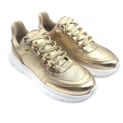 Tênis Bebecê Feminino Casual Cadarço Dourado 1329143