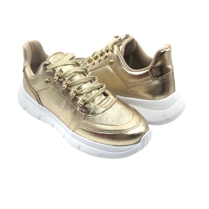 Tênis Bebecê Feminino Casual Cadarço Dourado 1329143