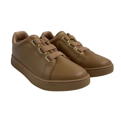 Tênis Casual Feminino Comfortflex em Couro Marrom 2565308