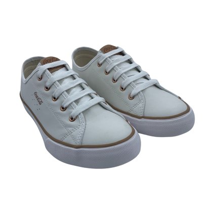 Tênis Coca-Cola Couro Feminino Casual Branco 2338
