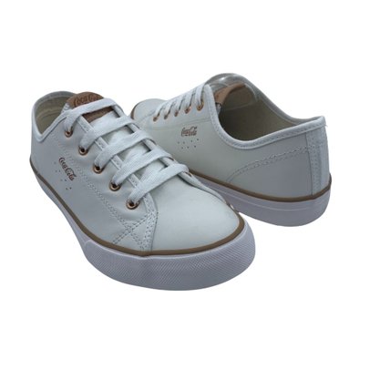 Tênis Coca-Cola Couro Feminino Casual Branco 2338