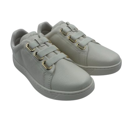 Tênis Comfortflex Casual Couro Calce Fácil Bege 2465308