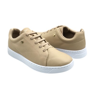 Tênis Comfortflex Couro Calce Fácil Bege 2465306