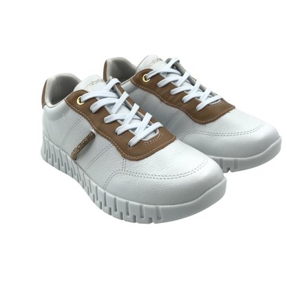Tênis Comfortflex Couro Casual com Strass Branco 2484403