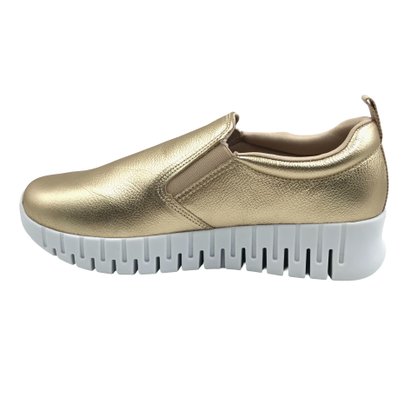 Tênis Comfortflex Slip On Couro Dourado 2484301