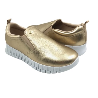 Tênis Comfortflex Slip On Couro Dourado 2484301