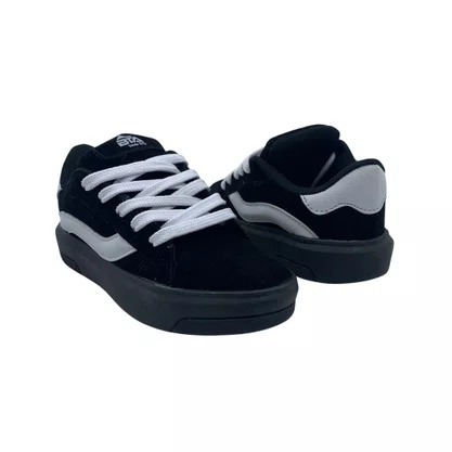 Tênis Infantil Batatinha Preto e Branco 2011 Camurça Menino