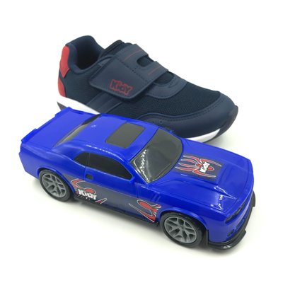 Tênis Kidy Menino Velcro com Carro Azul 70818