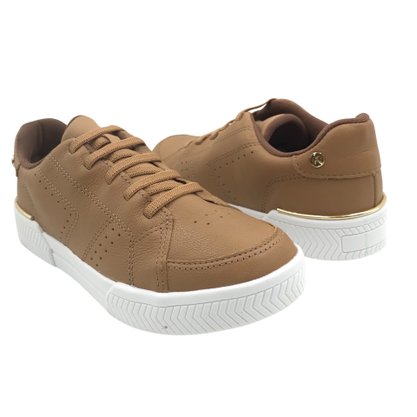 Tênis Kolosh Casual Flat Form Couro Caramelo 3010