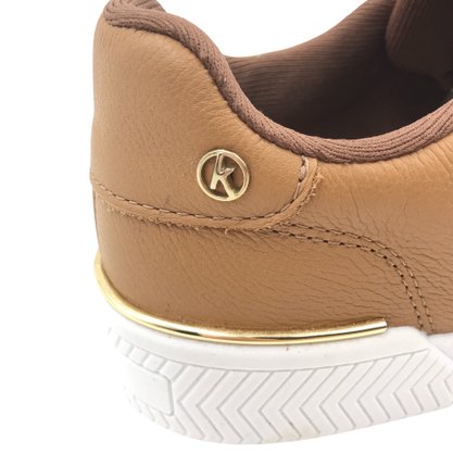 Tênis Kolosh Casual Flat Form Couro Caramelo 3010