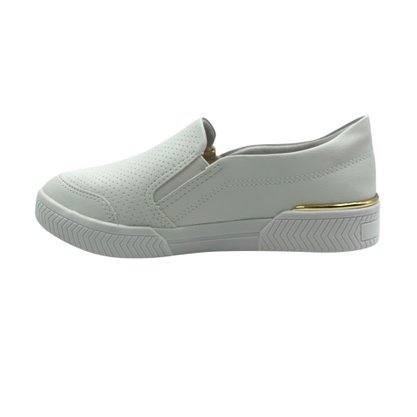 Tênis Kolosh Casual Slip On com Zíper Branco 3001