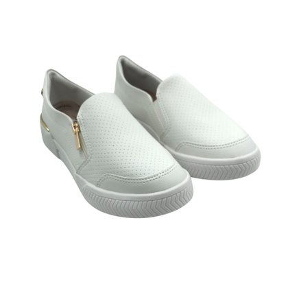 Tênis Kolosh Casual Slip On com Zíper Branco 3001