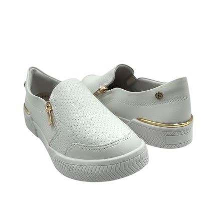 Tênis Kolosh Casual Slip On com Zíper Branco 3001