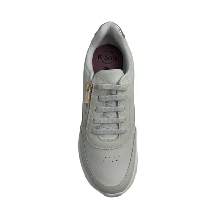 Tênis Kolosh Off White 3984 Anabela K-Soft Zíper