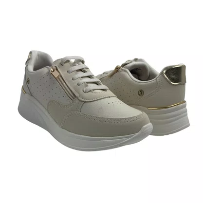 Tênis Kolosh Off White 3984 Anabela K-Soft Zíper