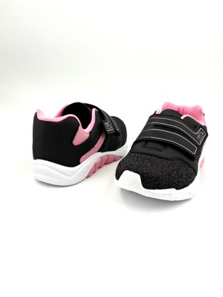 Tênis Menina Infantil Kidy Preto/Rosa Respi-Tec