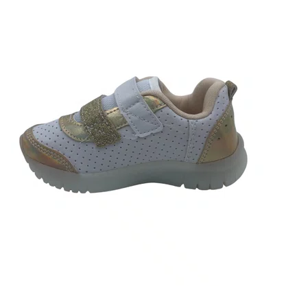 Tênis Menina Pisca-Pisca Led Kidy Branco com Dourado 351104