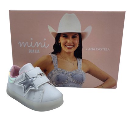 Tênis Mini Sua Cia Baby Estrela Sola com Led Branco 663