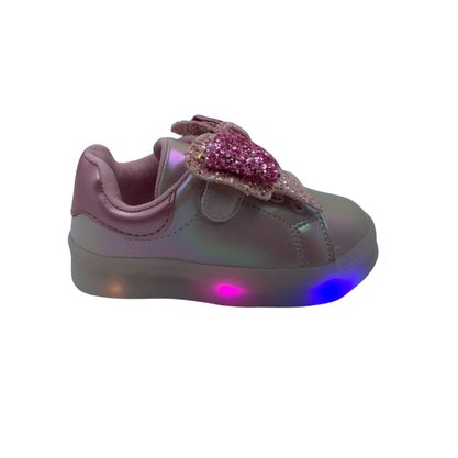 Tênis Mini Sua Cia Baby Laço Sola com Led Rosa 665