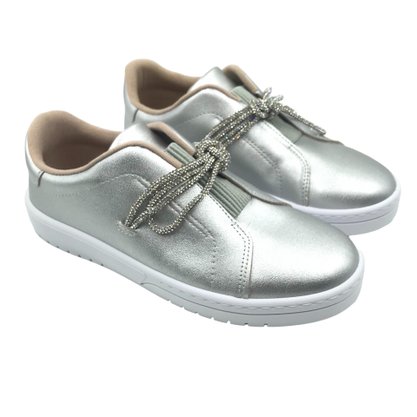 Tênis Moleca Flat Form com Brilho Prata 5791107