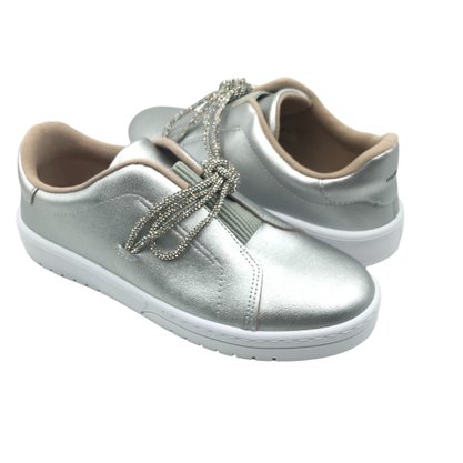 Tênis Moleca Flat Form com Brilho Prata 5791107