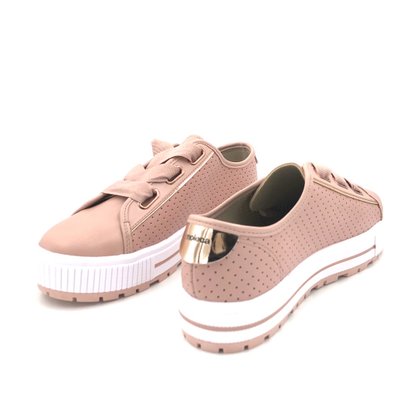 Tênis Moleca Flatform Rosa com Micro Furos 5699.101