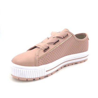 Tênis Moleca Flatform Rosa com Micro Furos 5699.101