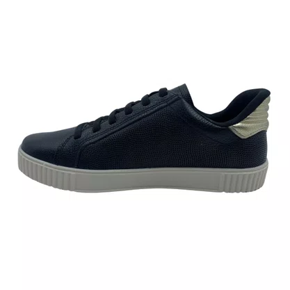 Tênis Pegada Feminino Casual Couro Preto 219023