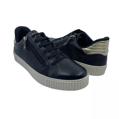 Tênis Pegada Feminino Casual Couro Preto 219023