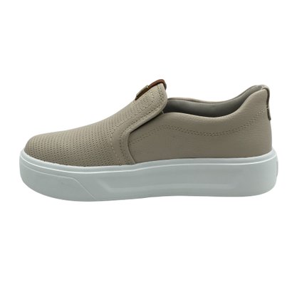 Tênis Pegada Feminino Slip On Couro Bege 211210