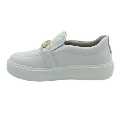 Tênis Pegada Feminino Slip On Couro Branco 211204