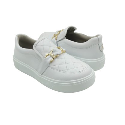 Tênis Pegada Feminino Slip On Couro Branco 211204