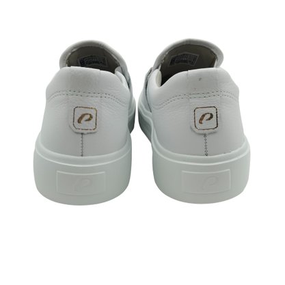 Tênis Pegada Feminino Slip On Couro Branco 211204