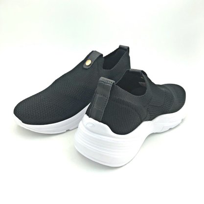 Tênis Pegada Feminino Tecido Elástico Preto 218851