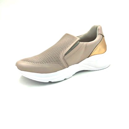 Tênis Pegada Slip On Feminino Couro Natural Rosê 218803