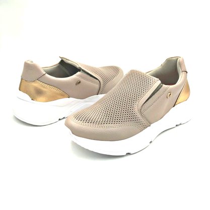 Tênis Pegada Slip On Feminino Couro Natural Rosê 218803