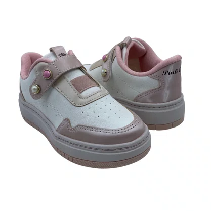 Tênis Pink Cats Casual Flatform Branco com Rosê 5181
