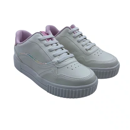 Tênis Pink Cats Casual Flatform Calce Fácil Branco 5152