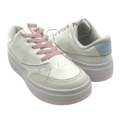 Tênis Pink Cats Flat Form com Brilho Branco 4345