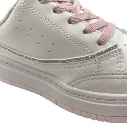 Tênis Pink Cats Flat Form com Brilho Branco 4345