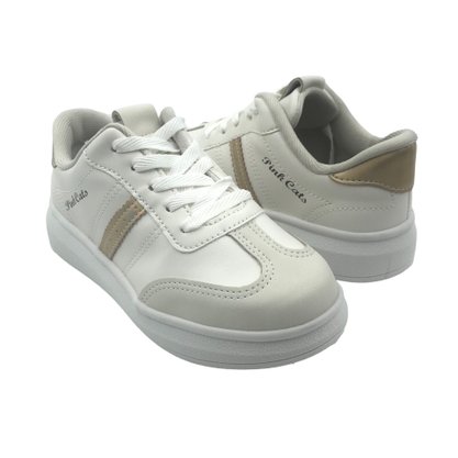 Tênis Pink Cats Flat Form com Cadarço Branco 4641