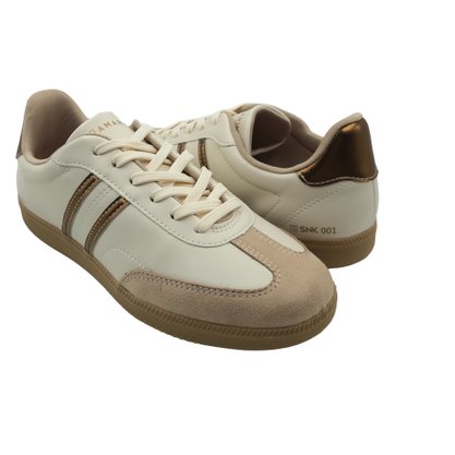 Tênis Ramarim Casual com Detalhe Dourado Bege 2462201
